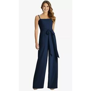 NEW! Dessy Collection Size 16 Spaghetti Strap Jumpsuit Midnight $263 msrp J1-15